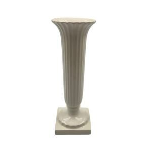 Napcoware White Square Bottom Tulip Vase Ribbed Porcelain Vintage #2738